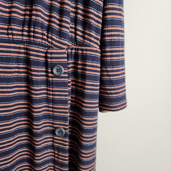 Lane Bryant Dress NWT womens 18/20 boatneck button detail metallic stripe midi - Picture 6 of 7